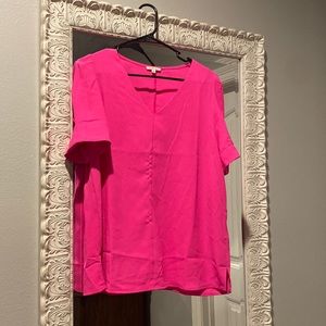 Hot pink puff sleeve top, size medium